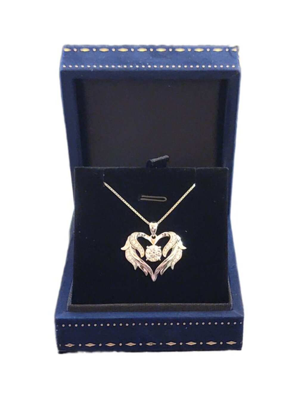 1CT Moissanite Heart Angel Wing Necklace 925 Silver 18in GRA NWT